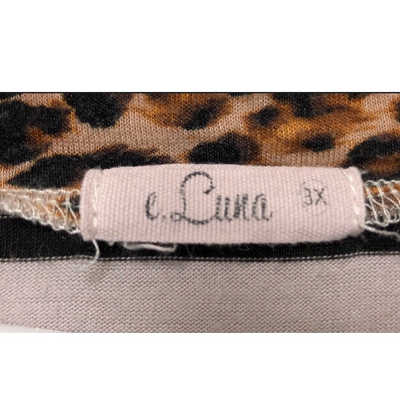 E. Luna Super Soft Cheetah spring Plus Size Tee - Picture 4 of 4